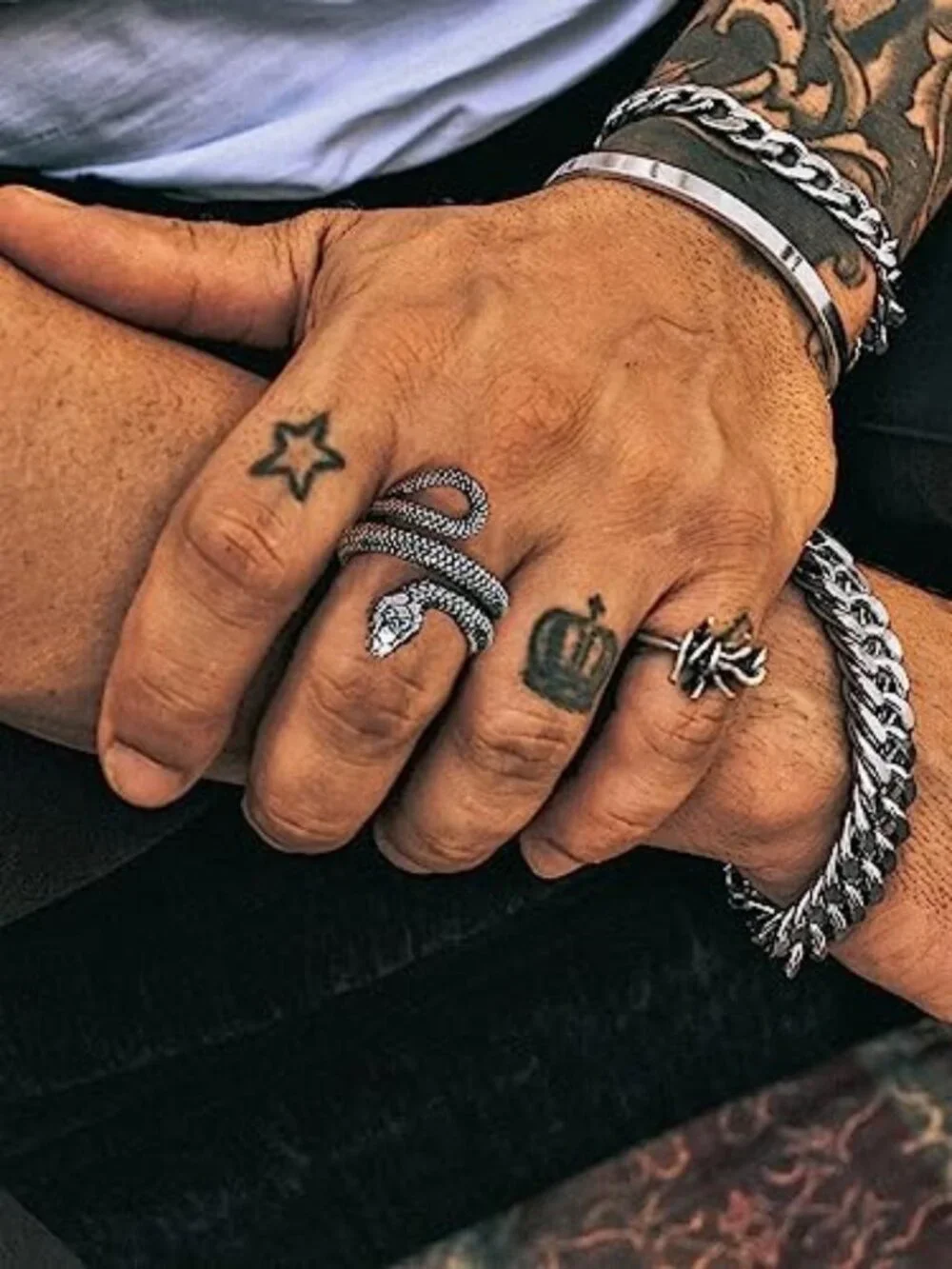 Stylish Black Snake Ring for Men & Women - Stainless Steel & 18K Gold Plated